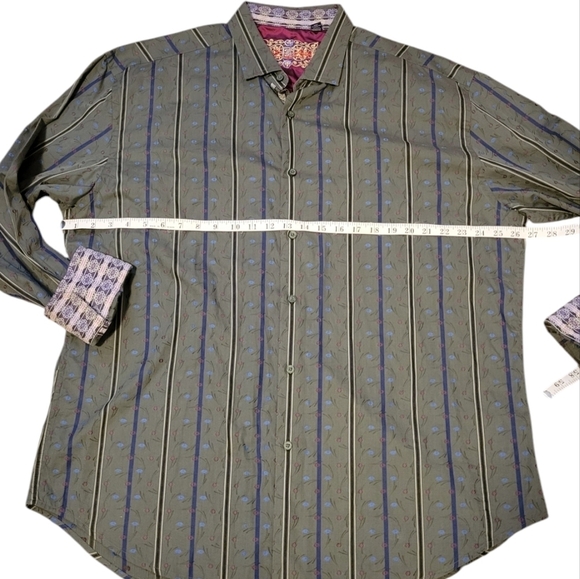 Robert Graham Men's 3XL Long Sleeve Button Down Collared Shirt Flip Cuff Stripes - Picture 5 of 12